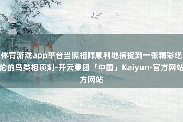 体育游戏app平台当照相师顺利地捕捉到一张精彩绝伦的鸟类相顷刻-开云集团「中国」Kaiyun·官方网站