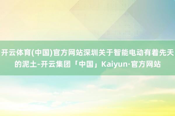 开云体育(中国)官方网站深圳关于智能电动有着先天的泥土-开云集团「中国」Kaiyun·官方网站